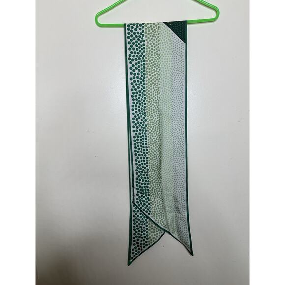 Vintage Pura Seta Rectangle Scarf Pointed End Green Dot Pattern Lightweight Silk - Picture 9 of 9